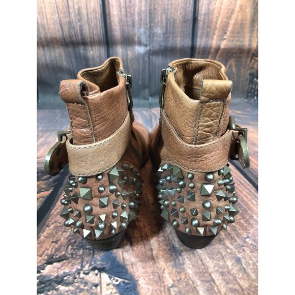 Vince Camuto Marcin Cognac Brown Studs Spikes Ankle Boots Womens 8 B (g5c) - Picture 8 of 10
